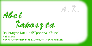 abel kaposzta business card